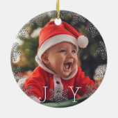 Joy Snowflake Unsere ersten Weihnachten als Großel Keramik Ornament (Hinten)