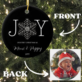 Joy Snowflake Unsere ersten Weihnachten als Großel Keramik Ornament