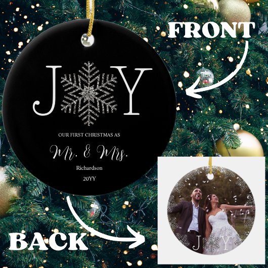 Joy Snowflake Unsere ersten Weihnachten als Mr. & Keramik Ornament