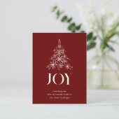 JOY | Snowflake Weihnachtsbaum Feiertagspostkarte (Stehend Vorderseite)
