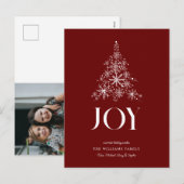 JOY | Snowflake Weihnachtsbaum Feiertagspostkarte (Vorne/Hinten)