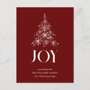 JOY   Snowflake Weihnachtsbaum Feiertagspostkarte