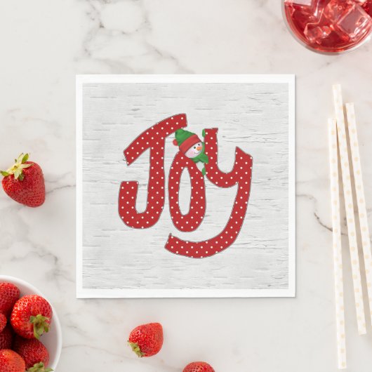 Joy Snowman auf White Birch Serviette (Beispiel)