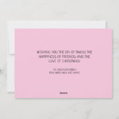 Joy Snowman Pink White Christmas Feiertagskarte (Rückseite)