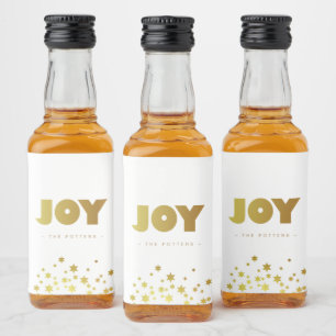 Joy Spaß Weihnachten White & Gold Mini Alkoholflaschenetikett