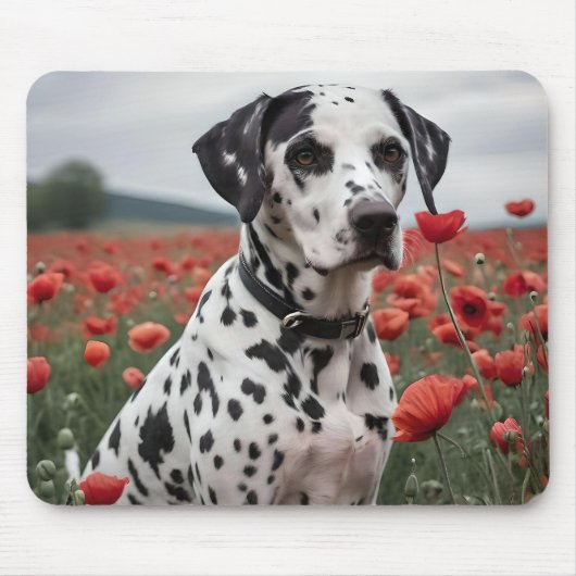 **"Joy Spots: Dalmatiner in einem roten Mohnfeld"* Mousepad (Vorne)