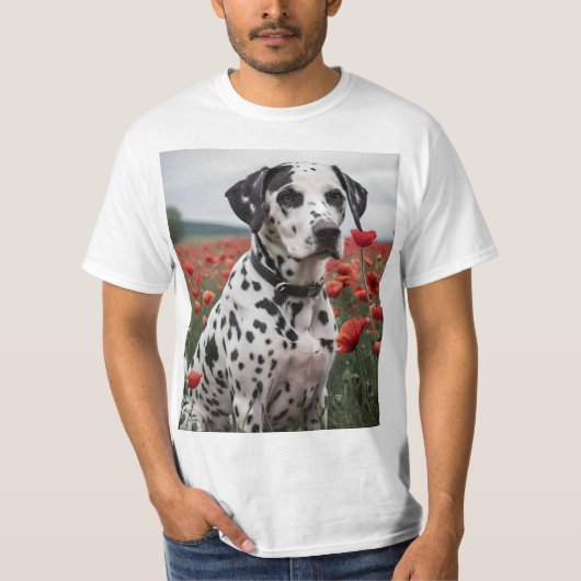 **"Joy Spots: Dalmatiner in einem roten Mohnfeld"* T-Shirt (Vorderseite)