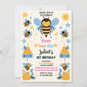 joy spring daisy Yellow ersten Bienentag Geburtsta Einladung (Vorderseite)