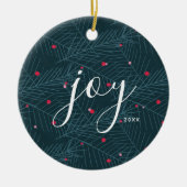 Joy Spruce Foliage mit Berries Custom Christmas Keramik Ornament (Vorne)