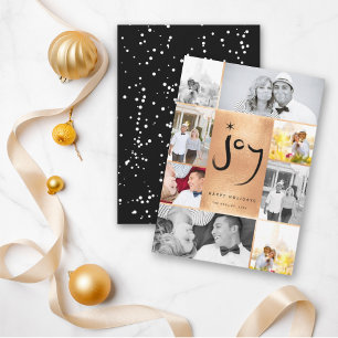 Joy & Star Brush Script Imitate Stilvolle 6 Foto Feiertagskarte