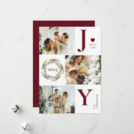 Joy Stylish Modern Foto Collage | Rotes Weihnachts Feiertagskarte