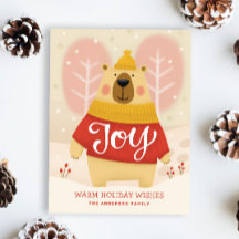 Joy | Sweet Cute Bear Winter Christmas Holiday 