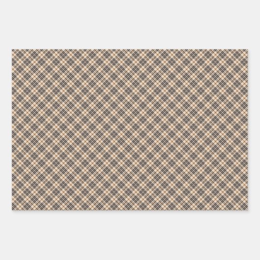 Joy Tan Tartan Kariert Pattern Weihnachten Geschenkpapier Set (Vorderseite 3)