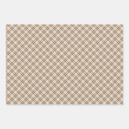 Joy Tan Tartan Kariert Pattern Weihnachten Geschenkpapier Set (Vorderseite 2)