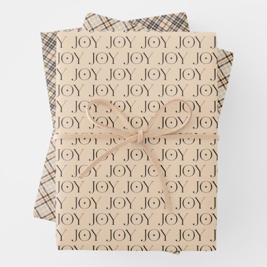 Joy Tan Tartan Kariert Pattern Weihnachten Geschenkpapier Set (Beispiel)