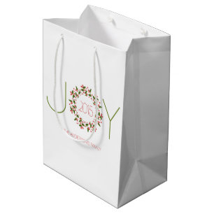 Joy Text Design mit Weihnachtskranz Mittlere Geschenktüte