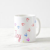 Joy Text farbenfrohe Herzen Kaffeetasse (VorderseiteRechts)
