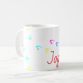 Joy Text farbenfrohe Herzen Kaffeetasse (Vorderseite Links)