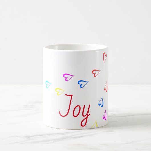 Joy Text farbenfrohe Herzen Kaffeetasse (Mittel)
