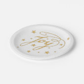 JOY Text Imitats Gold Glitzer mit Sternen aussehen Pappteller (Schrägansicht)