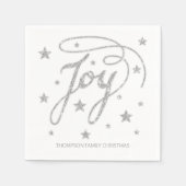 JOY Text Imitats Silver Glitzer Look & Custom Titl Serviette (Vorderseite)