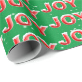 JOY Text mit Schneeflocken auf grünem Hintergrund Geschenkpapier (Rolleneckpunkt)