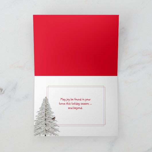 JOY Text mit Schneekappen auf schwarz Karte (Innenseite)