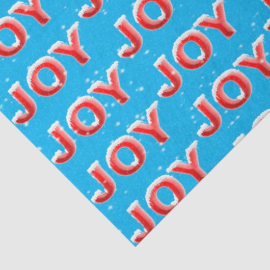 JOY Text mit Schneekappen und Schneeflocken Seidenpapier (Ausschnitt)