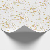 JOY Text Muster in Imitats Gold Glitzer Look Stars Geschenkpapier (Ecke)