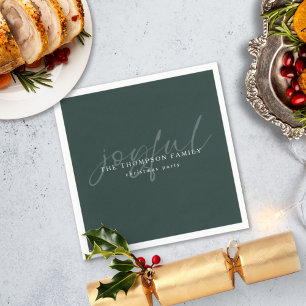 Joy Text Overlay Name Christmas Green Serviette