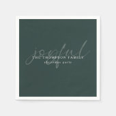 Joy Text Overlay Name Christmas Green Serviette (Vorderseite)