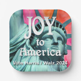 Joy to America Harris Walz Pappteller