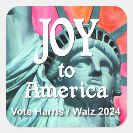 Joy to America Harris Walz Quadratischer Aufkleber (Vorderseite)
