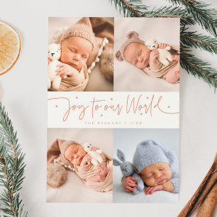 Joy to our World Peach Multi Foto Birth Ankündigung