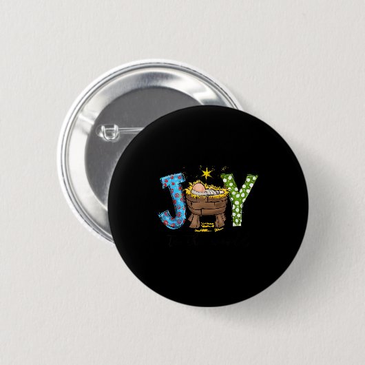Joy To The World Baby Jesus Christmas Nativity Sce Button (Vorne & Hinten)