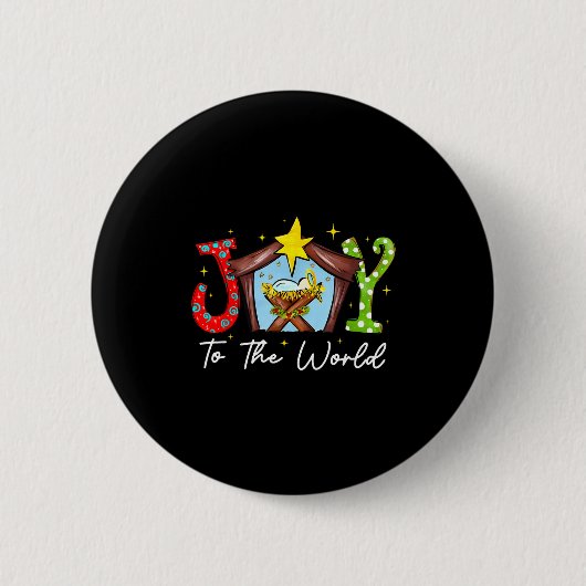 Joy To The World Baby Jesus Christmas Nativity Sce Button (Vorderseite)