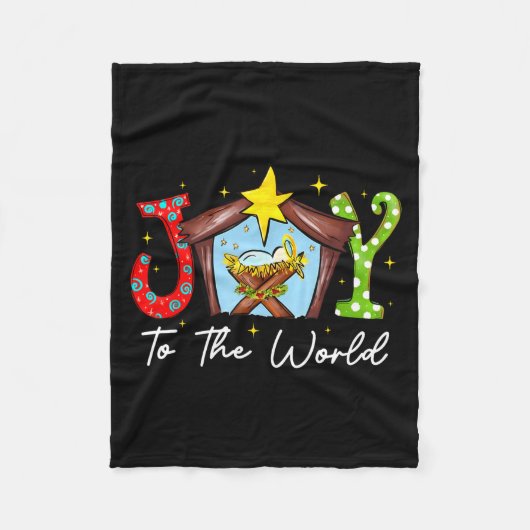 Joy To The World Baby Jesus Christmas Nativity Sce Fleecedecke (Vorderseite)