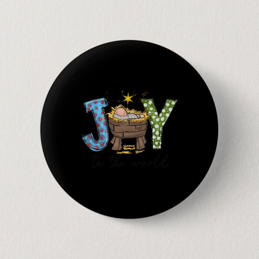 Joy To The World By Jesus Christmas Nativity Scene Button (Vorderseite)