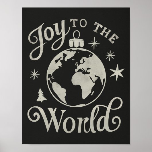 Joy to the World Chalkboard Globe Poster (Vorne)