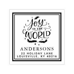 Joy to the World Christmas Address Permastempel