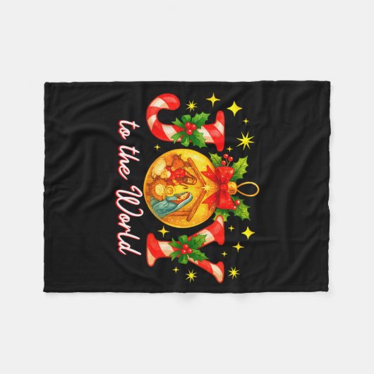 Joy To The World Christmas Christian Nativity Fleecedecke (Vorderseite (Horizontal))