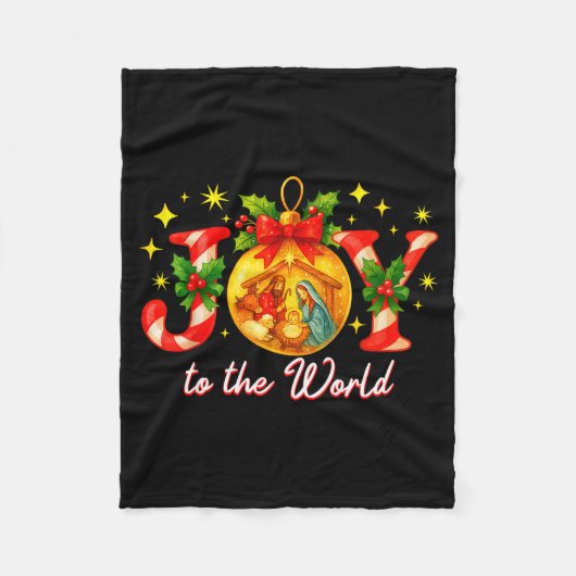 Joy To The World Christmas Christian Nativity Fleecedecke (Vorderseite)