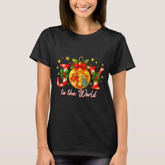 Joy To The World Christmas Christian Nativity  T-Shirt (Vorderseite)