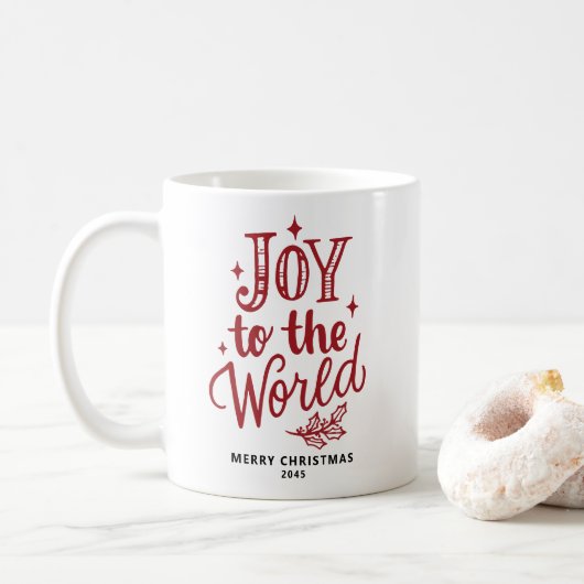 Joy to the World Christmas Lettering Red Kaffeetasse (Mit Donut)