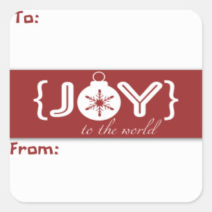 Joy to the World Christmas Ornament Geschenksticke Quadratischer Aufkleber