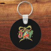 Joy To The World Coquette Bow Christmas Nativity C Schlüsselanhänger (Vorderseite)