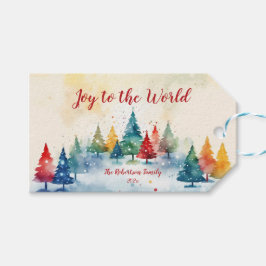 "Joy to the World" Farbenfrohe Pinienbäume Weihnac Geschenkanhänger