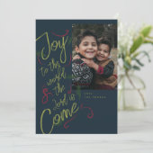 Joy to the World Foto Weihnachtskarte Dankeskarte (Stehend Vorderseite)