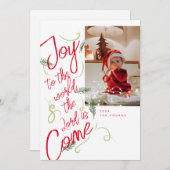 Joy to the World Foto Weihnachtskarte Dankeskarte (Vorne/Hinten)