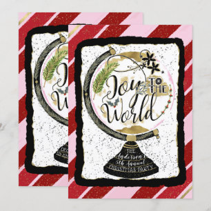Joy to the World Globales Urlaubs Pink & Rot Party Einladung